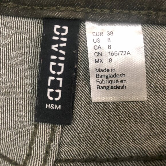 H&M Army Green High-Waisted Skinny Jeans Size 8 - Picture 5 of 5